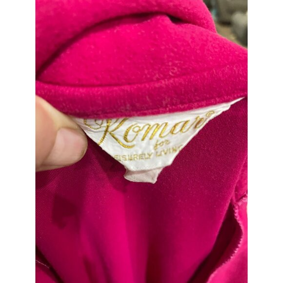 Vintage Komars Fuchsia Collared Dress With Floral Patchwork Skirt & Belt - Picture 4 of 8